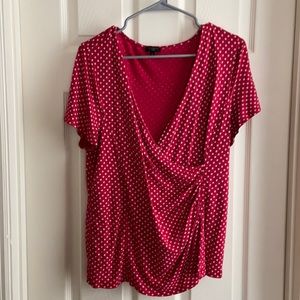 Talbots Woman 1X Red and white polka dot s/s top